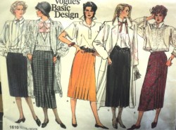 1610 VOGUE 85 STRAIGHT PLEAT SKIRT LENGTHS PATTERN 12,14, 16